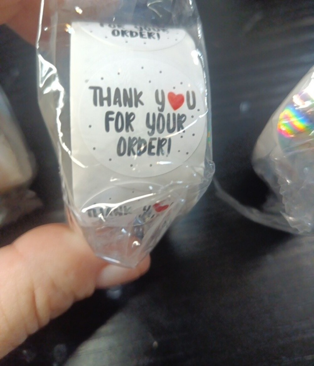 3 Thank You Sticker Roll Set - White, Gold, Holographic - Picture 3 of 4
